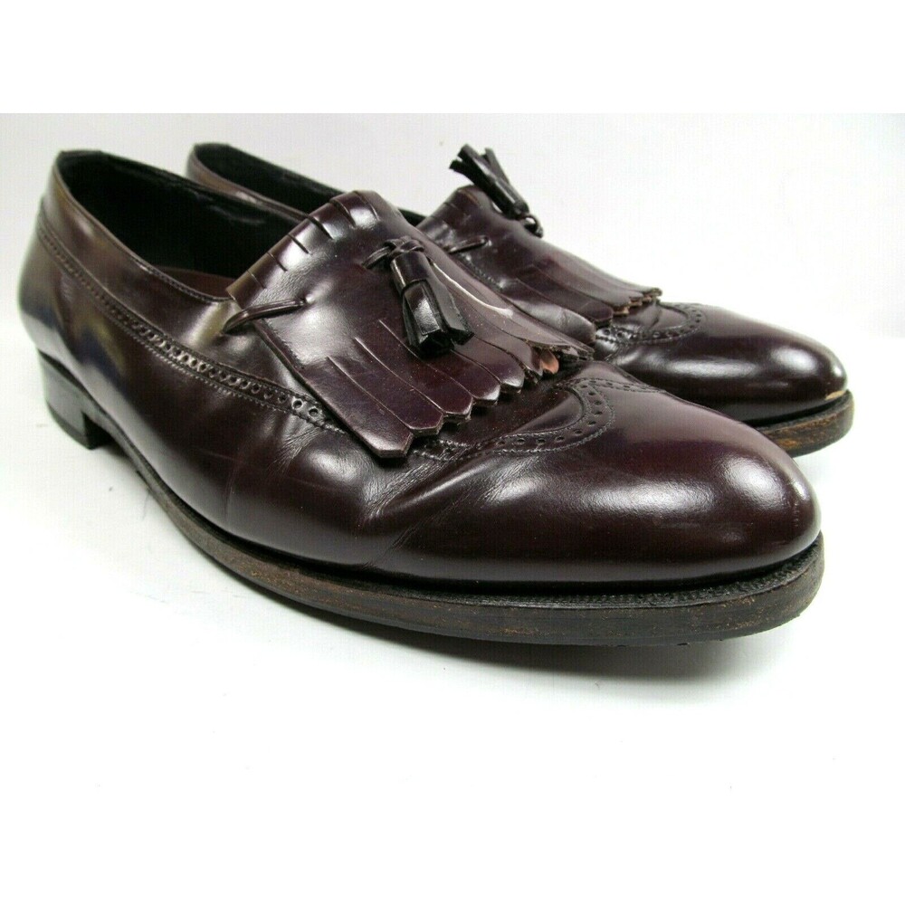 Florsheim Mens Kilted Tassel Burgundy Loafers US Size 10 EEE missing tassel